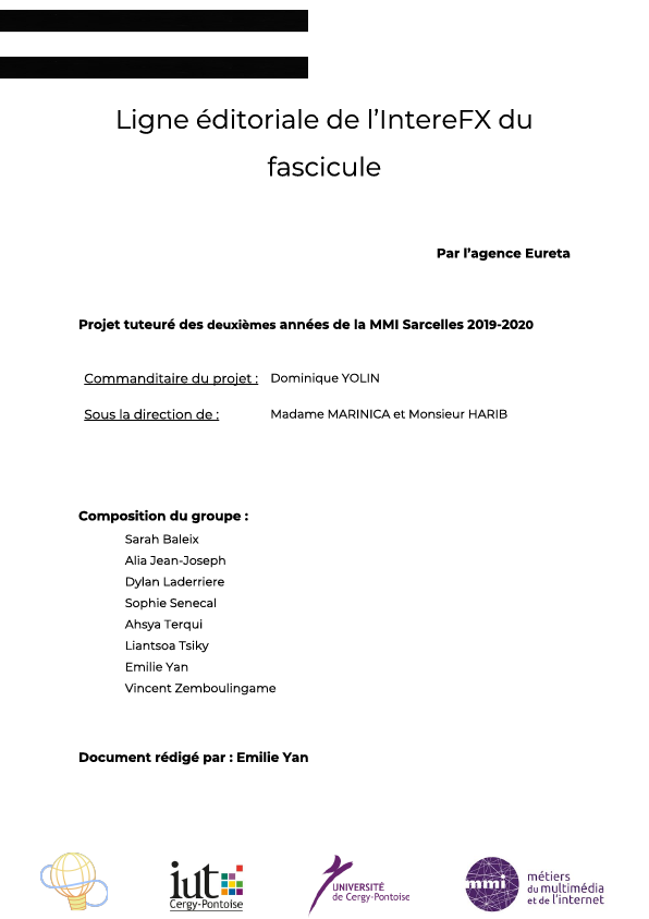 Couverture de la ligne éditoriale de l'IntereFX au sujet du fascicule