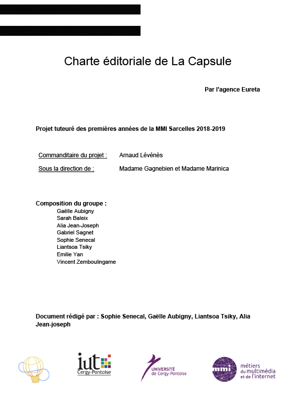 Couverture de la charte éditoriale de La Capsule