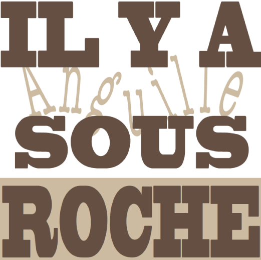 Expression française "Il y a anguille sous roche" faite uniquement de police d'écriture et d'un jeu de couleur